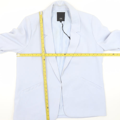 River Island Women Blue Size 14 Relaxed Fit Lined Blazer Jacket