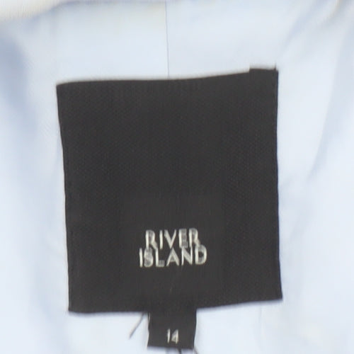 River Island Women Blue Size 14 Relaxed Fit Lined Blazer Jacket