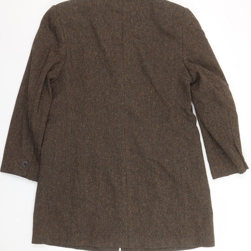Marks & Spencer Women’s Brown Herringbone Wool Blazer UK 16 Classic Mid-Length Jacket