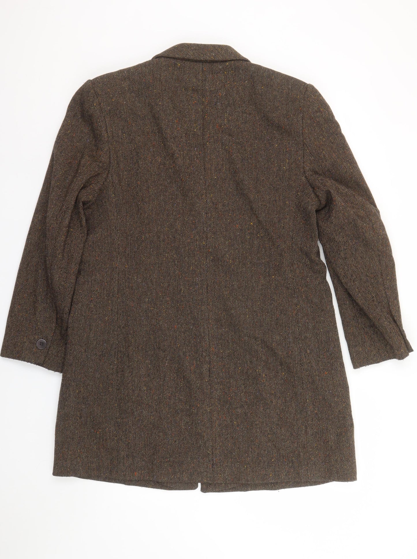 Marks & Spencer Women’s Brown Herringbone Wool Blazer UK 16 Classic Mid-Length Jacket