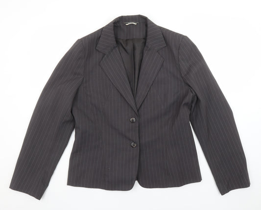 George Women Grey Pinstripe Suit Jacket UK 14 Classic Fit