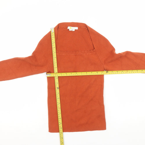 Boden Women’s Orange Knit Long Sleeve Square Neck Top Size 10