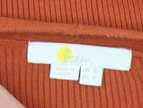 Boden Women’s Orange Knit Long Sleeve Square Neck Top Size 10