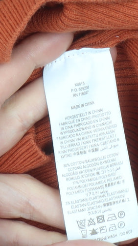 Boden Women’s Orange Knit Long Sleeve Square Neck Top Size 10