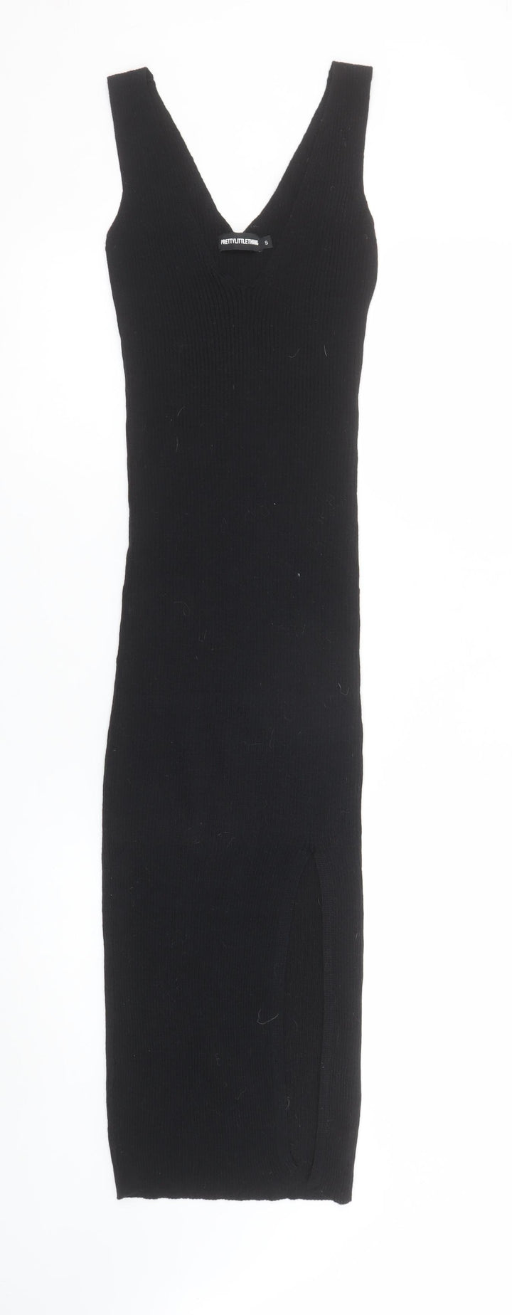 PrettyLittleThing Women's Black Sleeveless V-Neck Knit Bodycon Midi Dress S