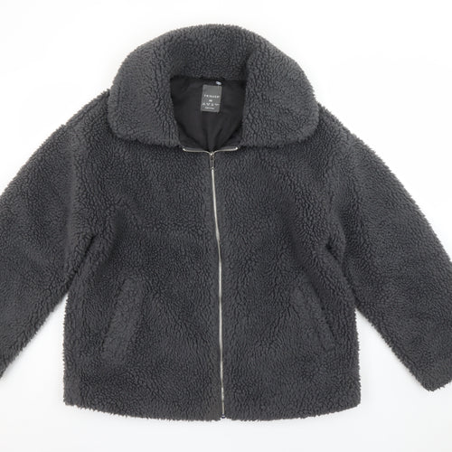 Primark Women’s Grey Fleece Bomber Jacket XS Casual Winter Coat