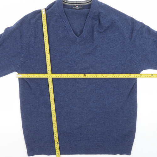 Marks and Spencer Mens Blue Lambswool V-Neck Jumper Size L