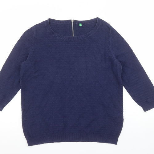 United Colors of Benetton Women's Blue Knit Pullover Jumper S