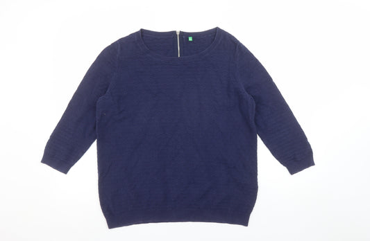 United Colors of Benetton Women's Blue Knit Pullover Jumper S