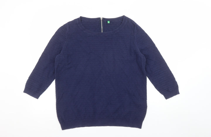 United Colors of Benetton Women's Blue Knit Pullover Jumper S