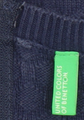 United Colors of Benetton Women's Blue Knit Pullover Jumper S