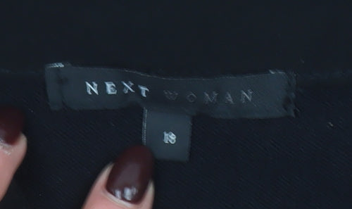 Next Women Black Short Sleeve Bow Collar Blouse Size 18