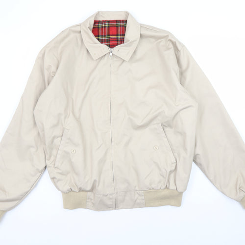 Relco London Men's Beige L Bomber Jacket Classic Tartan Lined