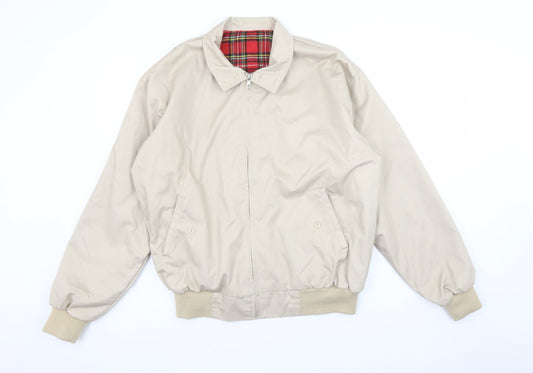 Relco London Men's Beige L Bomber Jacket Classic Tartan Lined
