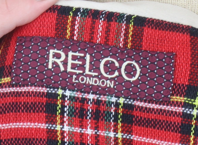 Relco London Men's Beige L Bomber Jacket Classic Tartan Lined