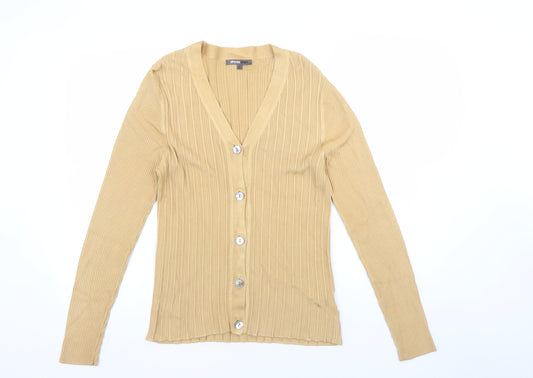 Episode Sport Women's Beige V-Neck Ribbed Knit Long Sleeve Cardigan Size S