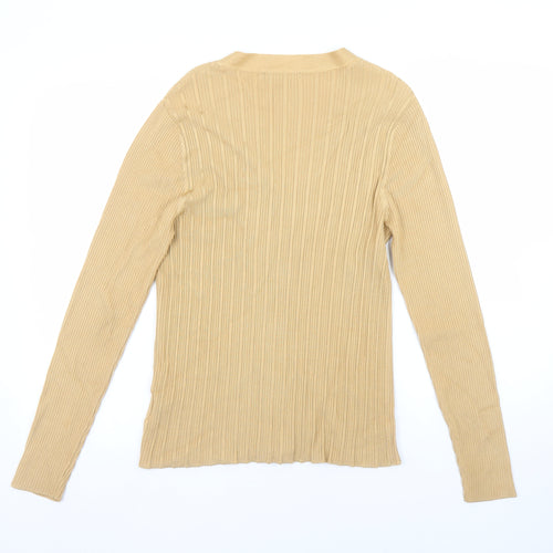 Episode Sport Women's Beige V-Neck Ribbed Knit Long Sleeve Cardigan Size S