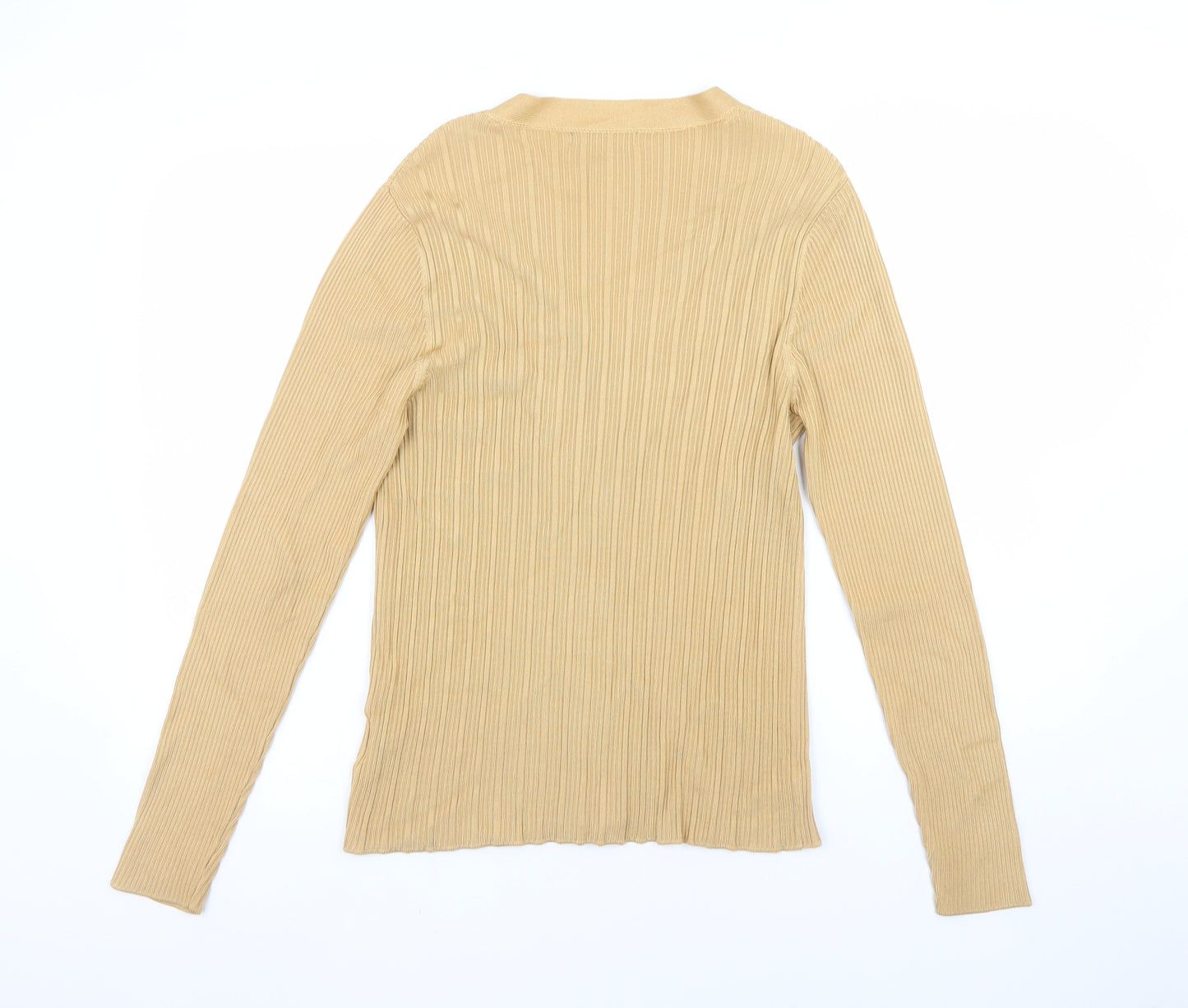 Episode Sport Women's Beige V-Neck Ribbed Knit Long Sleeve Cardigan Size S