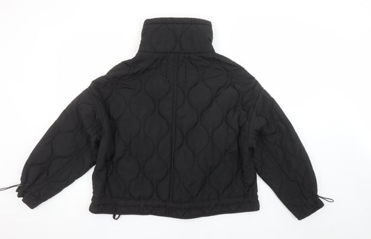 Zara Women’s Black Quilted Short Jacket Size S Relaxed Fit Winter Coat