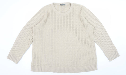 Bonmarché Womens Beige Cable Knit Jumper L Crew Neck Long Sleeve