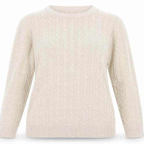 Bonmarché Womens Beige Cable Knit Jumper L Crew Neck Long Sleeve
