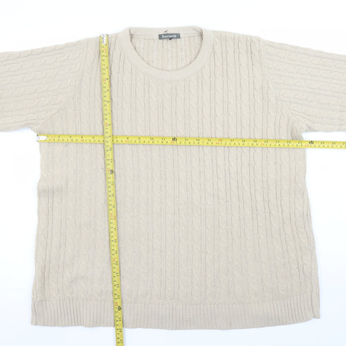 Bonmarché Womens Beige Cable Knit Jumper L Crew Neck Long Sleeve