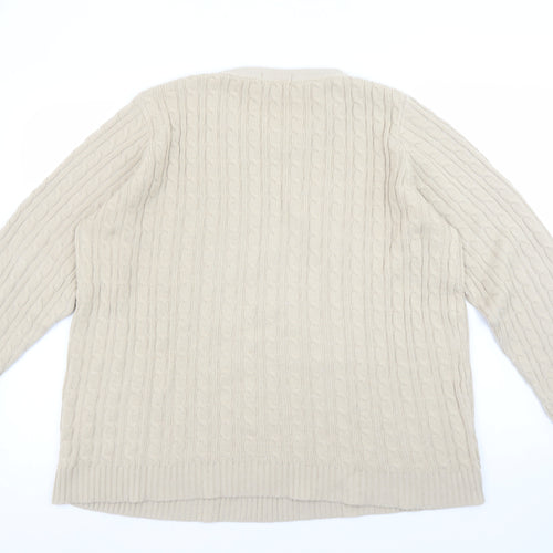 Bonmarché Womens Beige Cable Knit Jumper L Crew Neck Long Sleeve