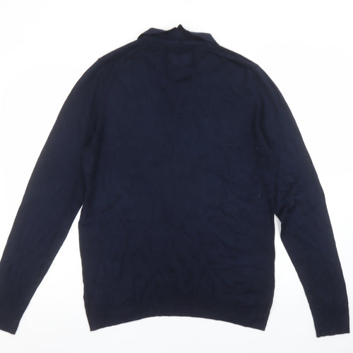 Threadbare Men’s Blue Collared Cotton Pullover Jumper Medium