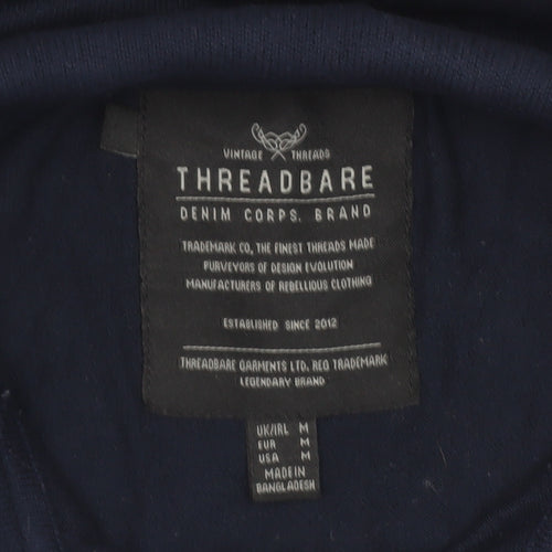 Threadbare Men’s Blue Collared Cotton Pullover Jumper Medium