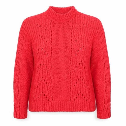 Marks and Spencer Women Red Chunky Knit High Neck Jumper Size 20