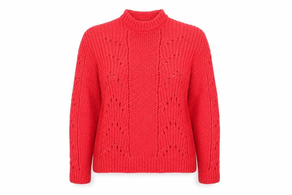 Marks and Spencer Women Red Chunky Knit High Neck Jumper Size 20
