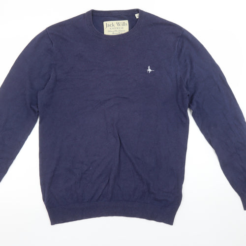Jack Wills Men’s Blue Cotton Crew Neck Pullover Jumper M
