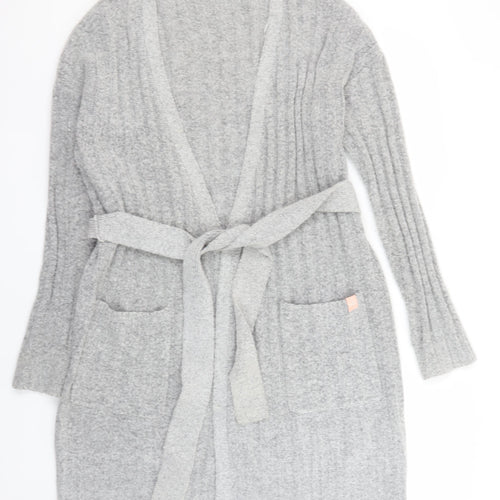 Lipsy Women’s Grey Ribbed Belted Longline Cardigan Size M