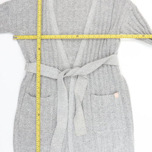 Lipsy Women’s Grey Ribbed Belted Longline Cardigan Size M