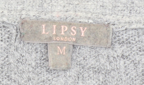 Lipsy Women’s Grey Ribbed Belted Longline Cardigan Size M