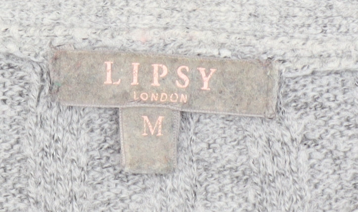 Lipsy Women’s Grey Ribbed Belted Longline Cardigan Size M