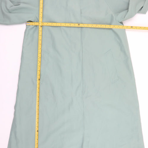 Aquabury London Womens Green Petites UK 14 Trench Coat Long Cotton Blend