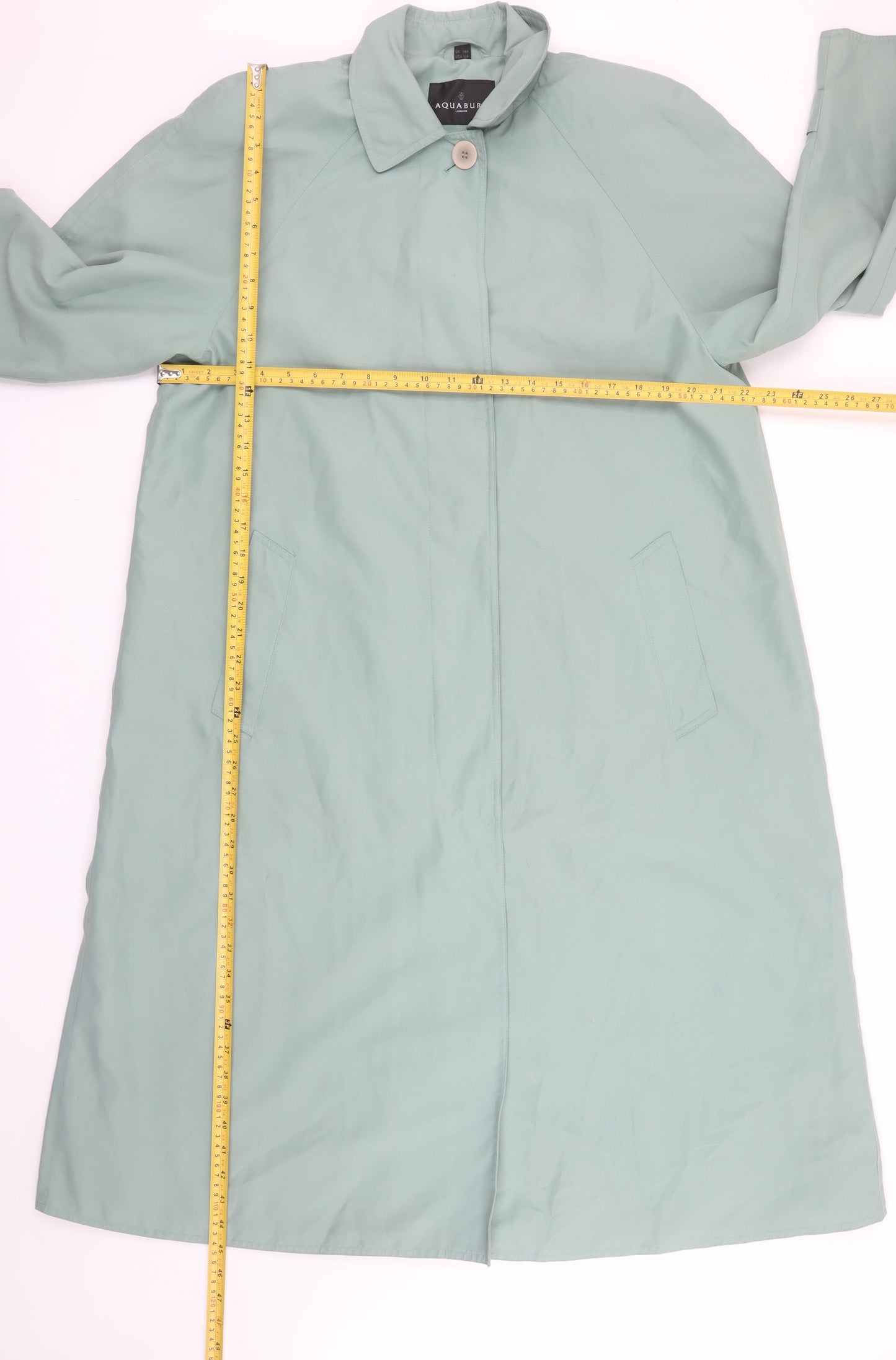 Aquabury London Womens Green Petites UK 14 Trench Coat Long Cotton Blend