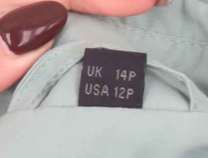 Aquabury London Womens Green Petites UK 14 Trench Coat Long Cotton Blend