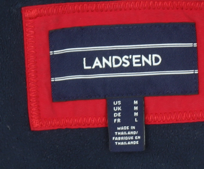 Lands' End Women Red Mid-Length Hooded Duffle Coat Size M