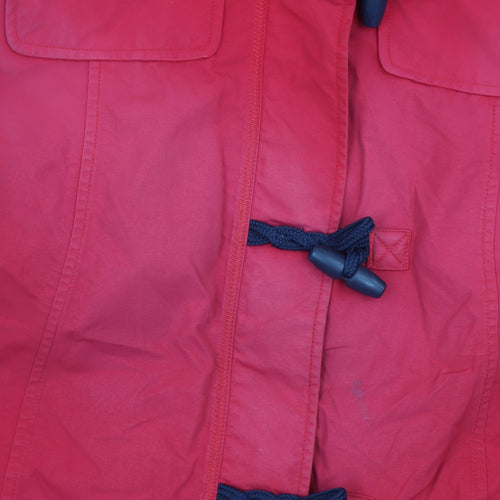 Lands' End Women Red Mid-Length Hooded Duffle Coat Size M