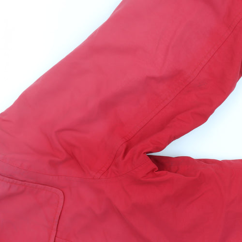 Lands' End Women Red Mid-Length Hooded Duffle Coat Size M