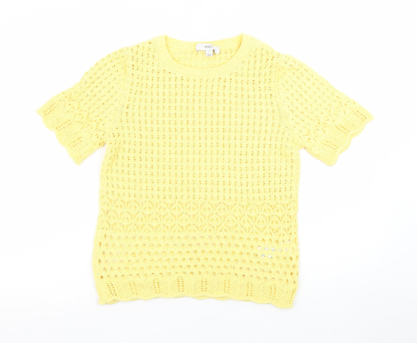 Marks and Spencer Women’s Yellow Knit Short Sleeve Blouse Size S