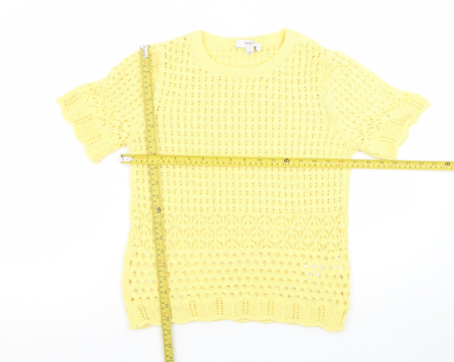 Marks and Spencer Women’s Yellow Knit Short Sleeve Blouse Size S
