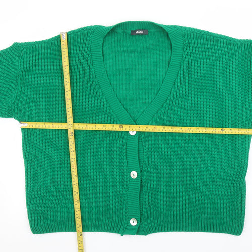 Studio Women's Green Chunky Knit V-Neck Cardigan Size 16/18
