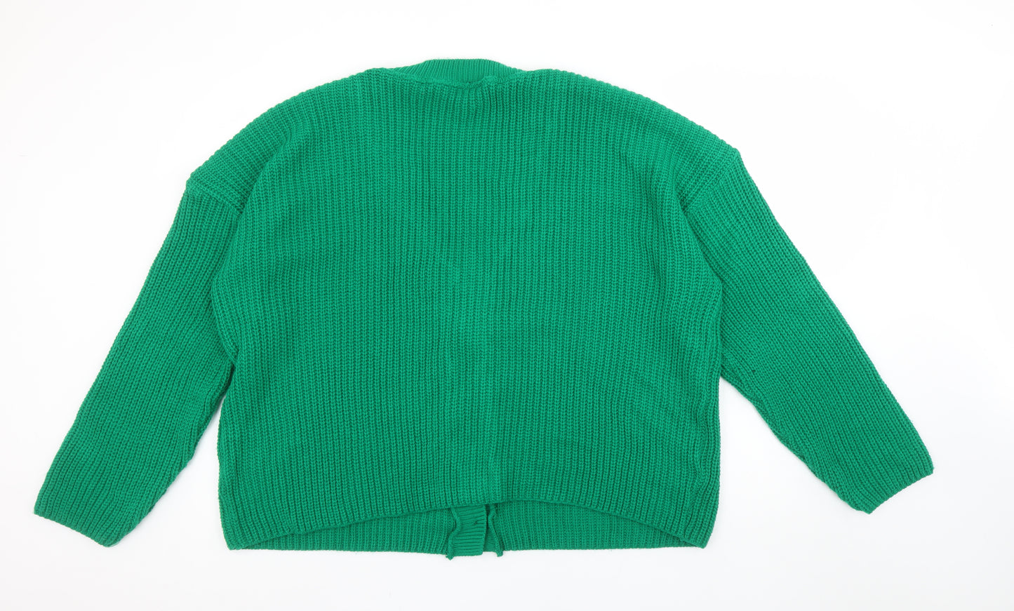 Studio Women's Green Chunky Knit V-Neck Cardigan Size 16/18
