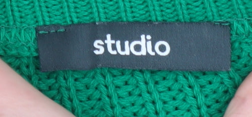 Studio Women's Green Chunky Knit V-Neck Cardigan Size 16/18