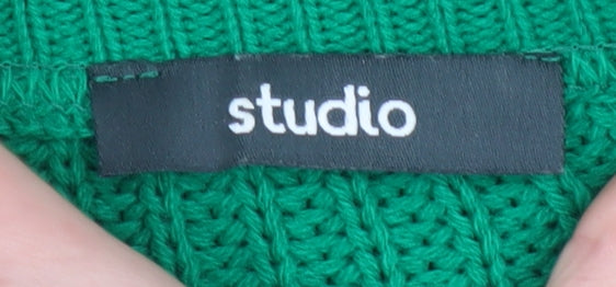 Studio Women's Green Chunky Knit V-Neck Cardigan Size 16/18