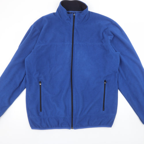 Lands' End Men's Blue Fleece Full Zip Jacket Size L 42in Regular Fit