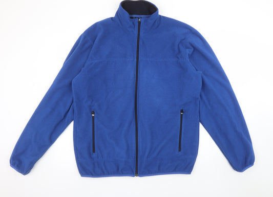 Lands' End Men's Blue Fleece Full Zip Jacket Size L 42in Regular Fit